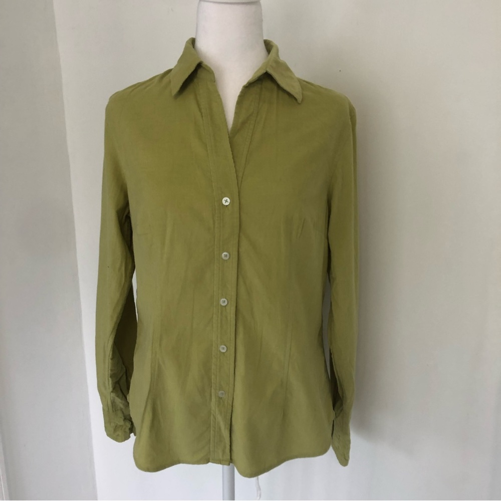 TALBOTS Women Green Long Sleeve Casual Button Down Shirt Sz S Tailored Fit